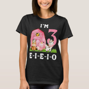 Im 3 E-i-e-i-o Farm Party 3rd Birthday Girl Three T-Shirt