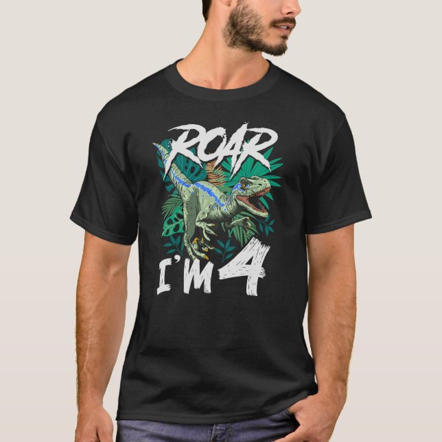 I'm 4 Birthday Shirt For Boys Roar Im 4 Dinosaur P (Vorderseite)