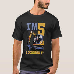 Im 5. und graben es graben Bagger Kindergeburtstag T-Shirt