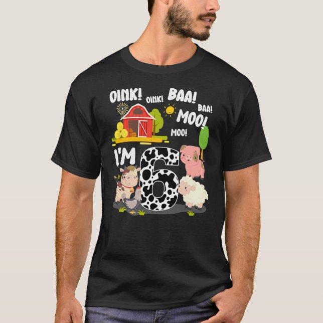 I'm 6 Year Old Farm Animals Birthday 6th Party T-Shirt (Vorderseite)