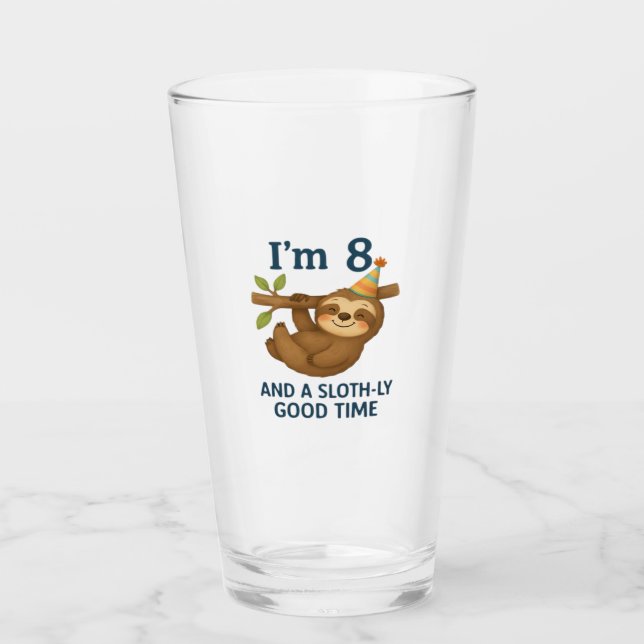 I'm 8 and a Sloth-ly Good Time Classic T-Shirt Glas (Vorderseite)