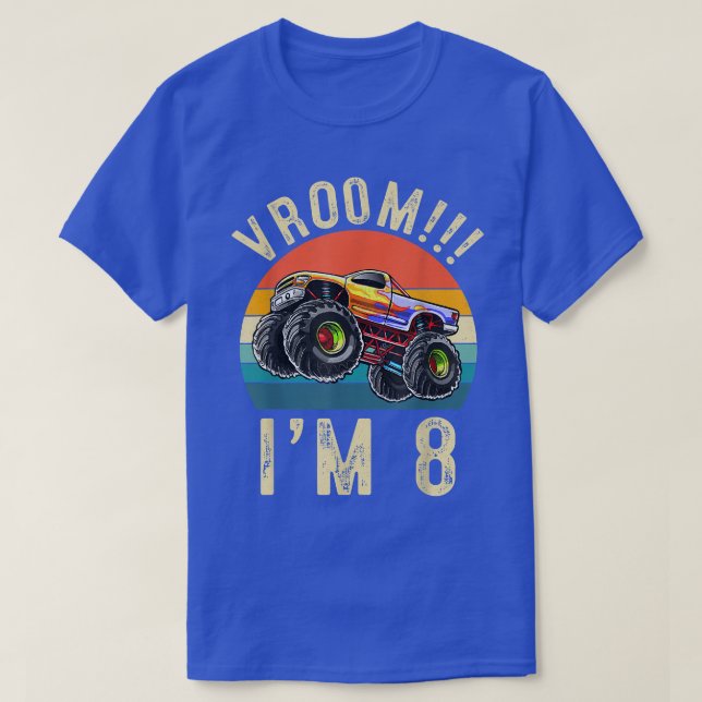 I'm 8 Years Old Vroom 8th Birthday Party Truck Car T-Shirt (Design vorne)