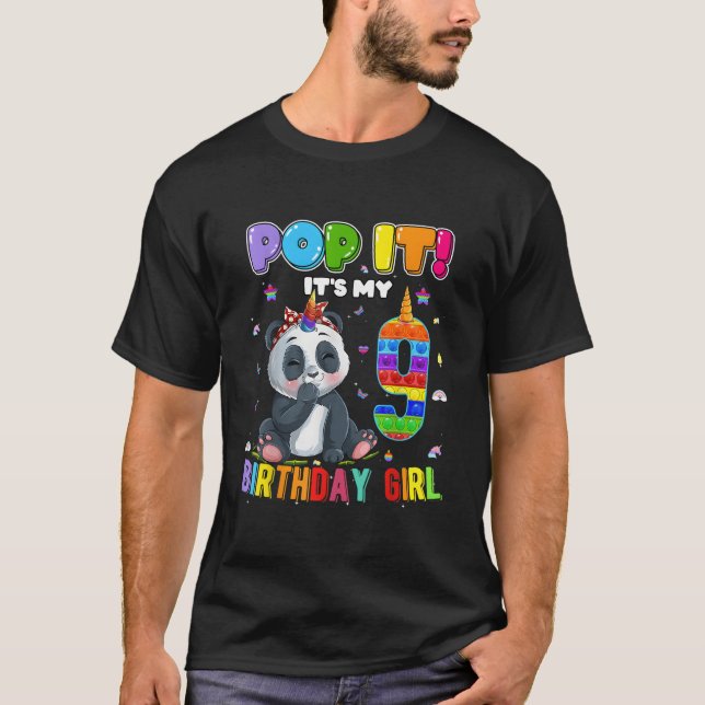 I'M 9 9Th Panda Unicorn Pop It T-Shirt (Vorderseite)