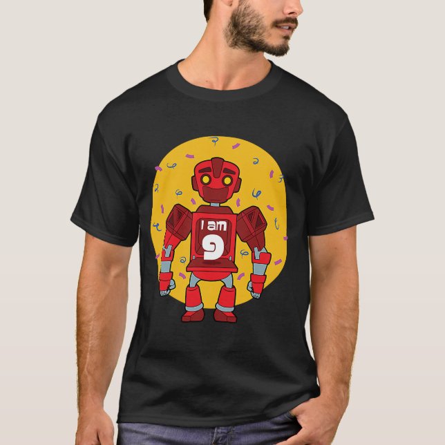 Im 9 Geburtstag Themed Robot T-Shirt (Vorderseite)