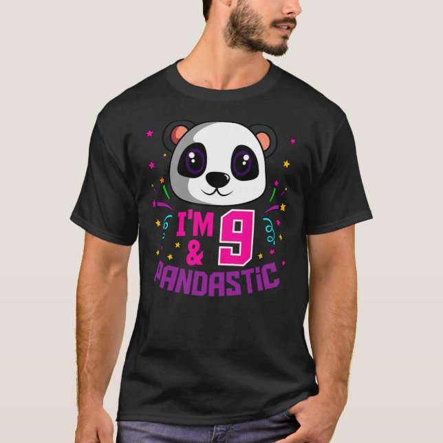 I'm 9 & Pandastic Birthday Party Panda Bday Celebr T-Shirt (Vorderseite)