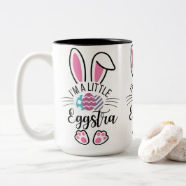 I'm A Little Eggstra Funny Easter Bunny Ears Graph Zweifarbige Tasse