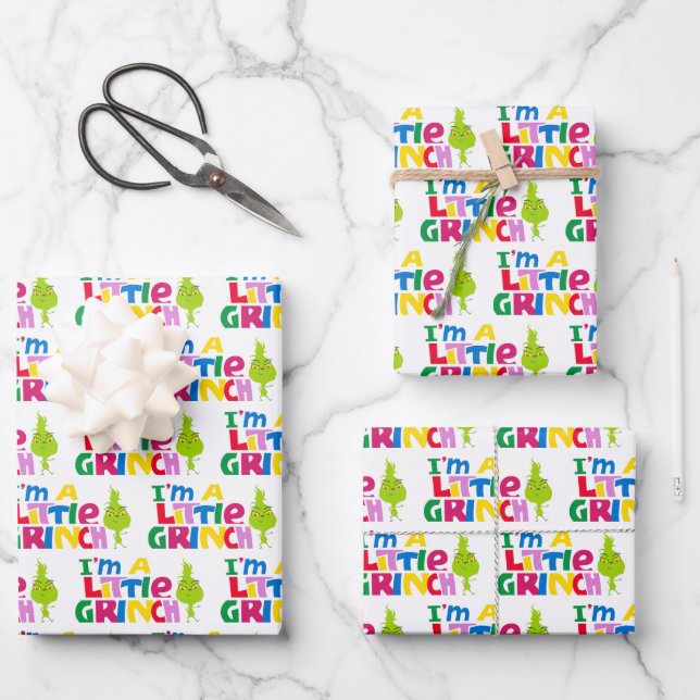 I'm a Little Grinch Colorful Graphic Geschenkpapier Set (Vorderseite)