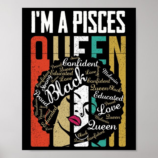 I'm A Pisces Queen Black Women February March Bday Poster (Vorne)