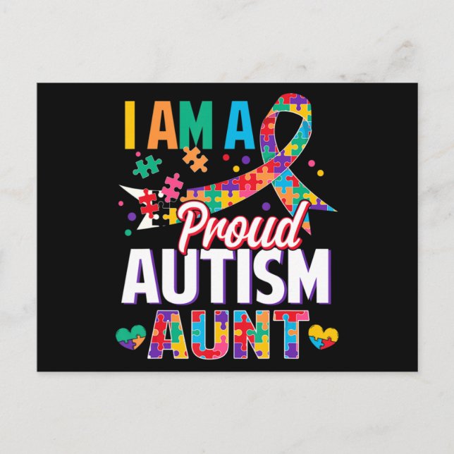 I'm a Proud Autism Aunt Autism Awareness Puzzle Pi Postkarte (Vorderseite)