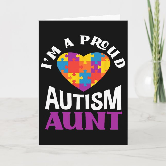 I'm A Proud Autism Aunt Puzzle Heart Autism Awaren Karte (Vorderseite)