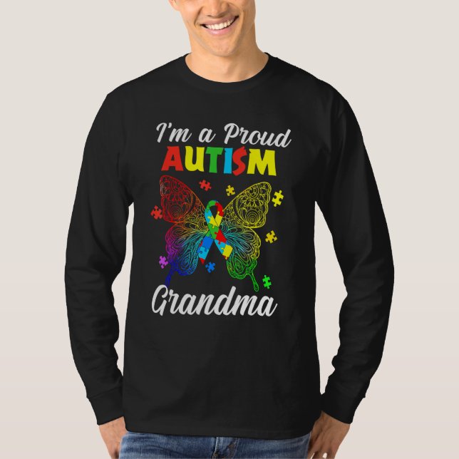 I'm A Proud Autism Grandma Puzzle Ribbon Butterfly T-Shirt (Vorderseite)