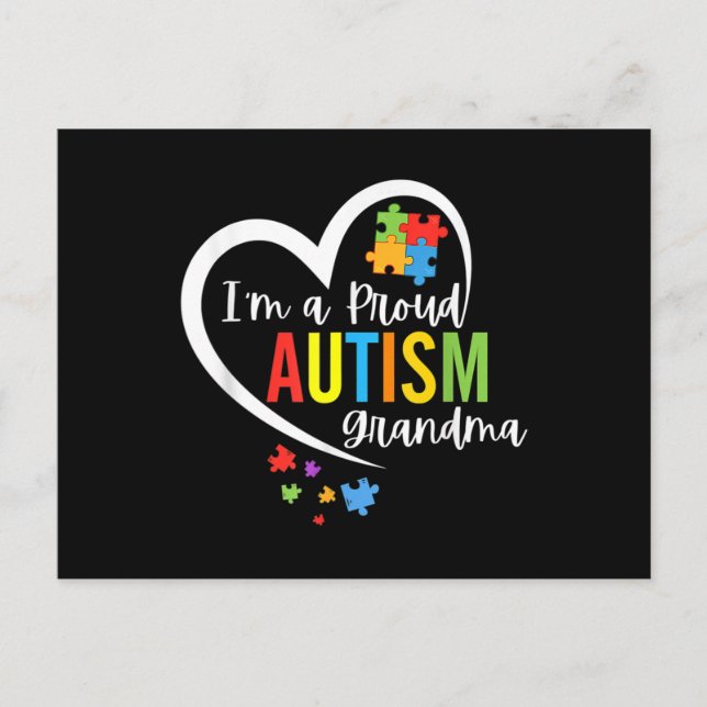 I'm A Proud Grandma Love Heart Autism Awareness Pu Postkarte (Vorderseite)