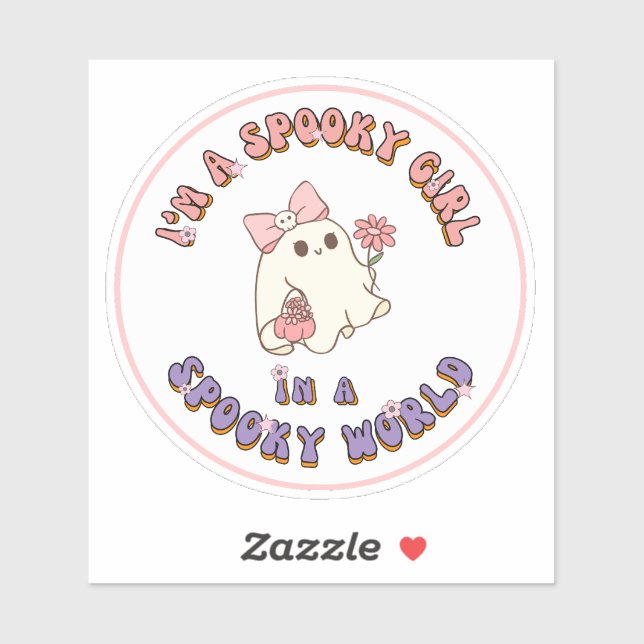 I'm a spooky girl in a Spooky World ghost Aufkleber (Blatt)