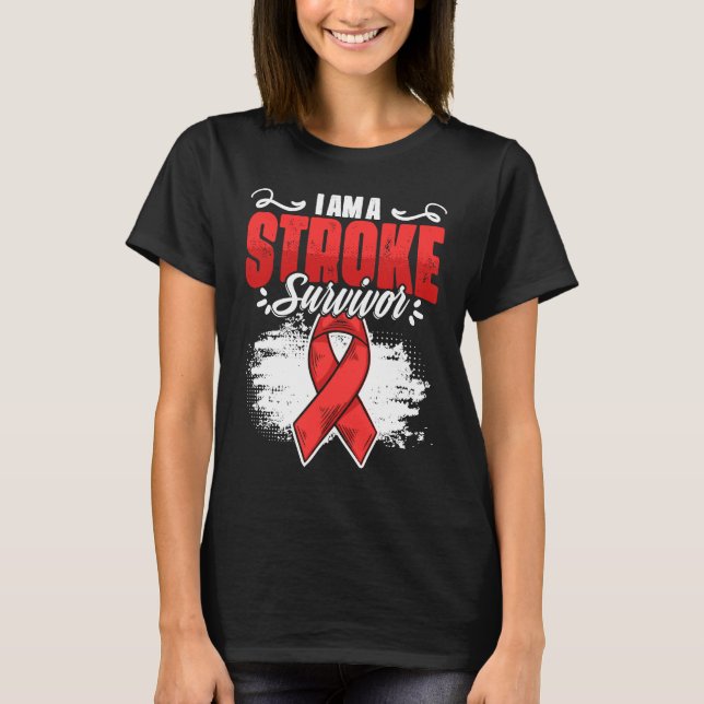 I'm A Stroke Survivor Red Ribbon Stroke Awareness  T-Shirt (Vorderseite)