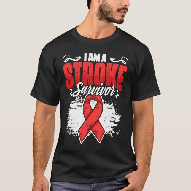 I'm A Stroke Survivor Red Ribbon Stroke Awareness  T-Shirt (Vorderseite)