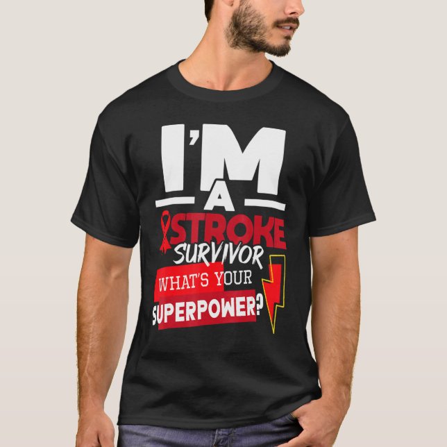 I'm A Stroke Survivor  Stroke Awareness Red Ribbon T-Shirt (Vorderseite)