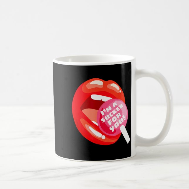 I'm A Sucker For You Red Lips Candy Lollip Valenti Kaffeetasse (Rechts)