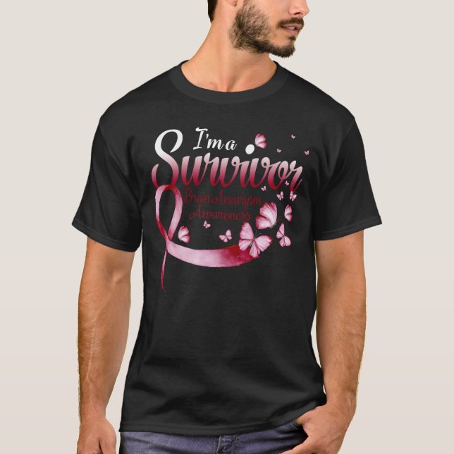 I'm A Survivor Brain Aneurysm Awareness Butterfly  T-Shirt (Vorderseite)