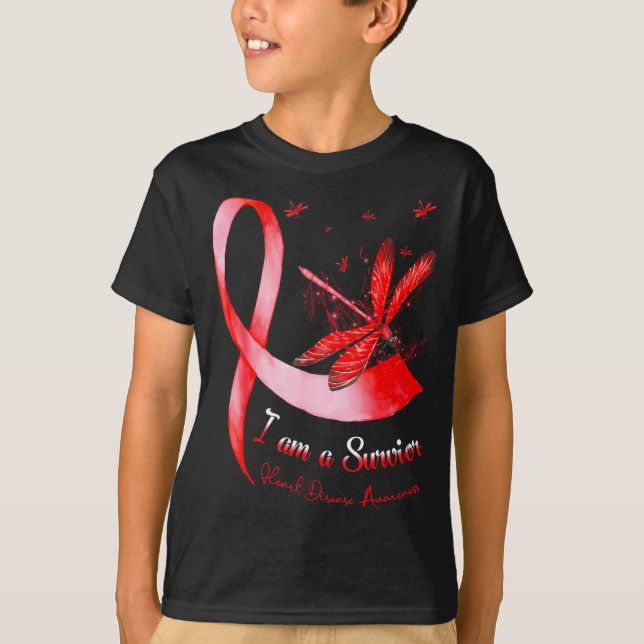 I'm A Survivor Heart Disease Awareness Month Red R T-Shirt (Vorderseite)