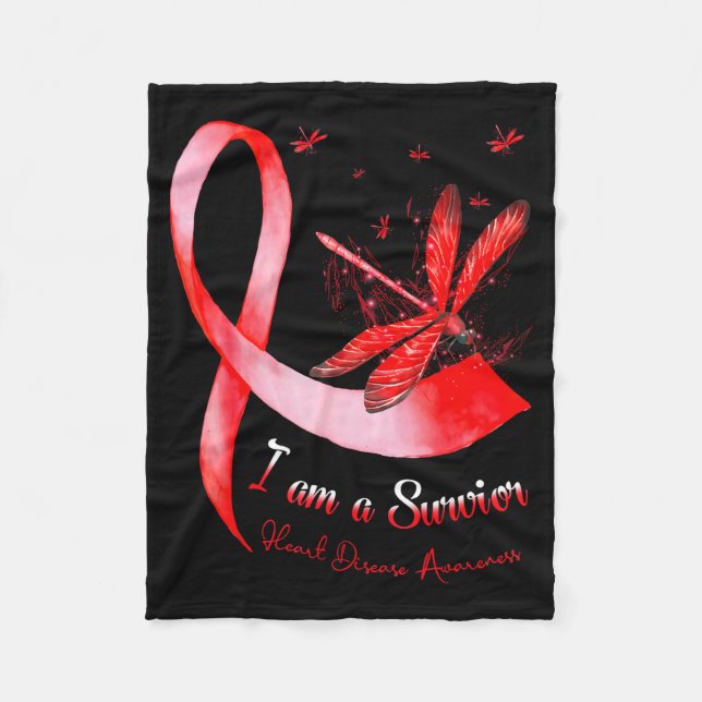 Im A Survivor Heart Disease Awareness Month Red Ri Fleecedecke (Vorderseite)