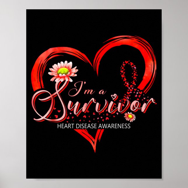 Im A Survivor Heart Disease Awareness Month Red Ri Poster (Vorne)