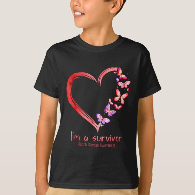 Im a Survivor Heart Disease Awareness Month Red Ri T-Shirt (Vorderseite)