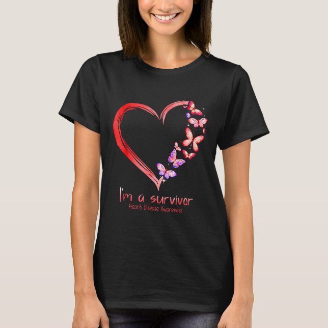 Im a Survivor Heart Disease Awareness Month Red Ri T-Shirt (Vorderseite)
