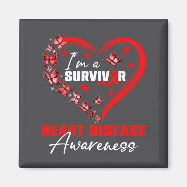 I'm A Survivor Heart Disease Awareness Red Butterf Magnet (Vorne)