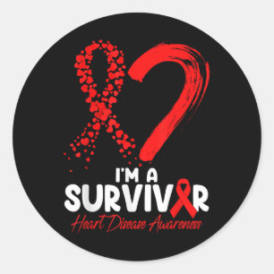 Im a Survivor Heart Disease Awareness Red Ribbon M Runder Aufkleber