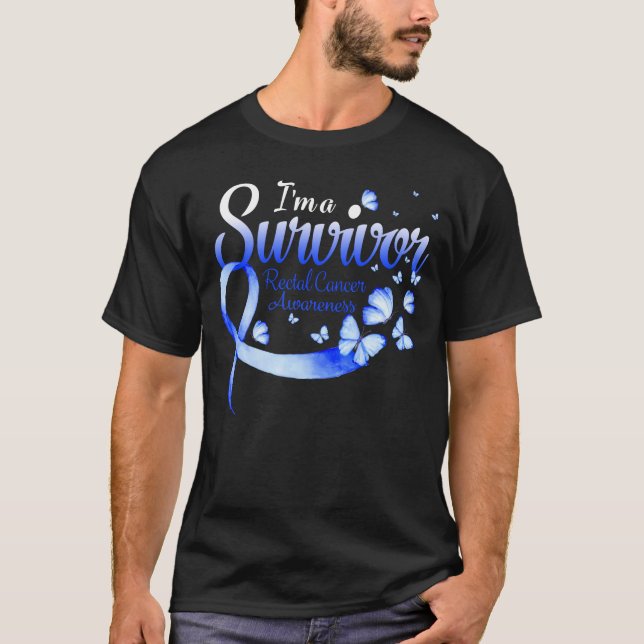 I'm A Survivor Rektal Cancer Awareness Butterfly R T-Shirt (Vorderseite)