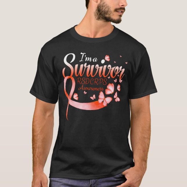 I'm A Survivor RSD CRPS Awareness Butterfly Ribbon T-Shirt (Vorderseite)