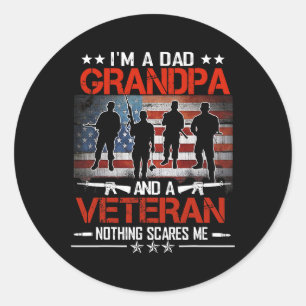 Im a Vater Grandpa Proud Veteran Veteran Fathers D Runder Aufkleber