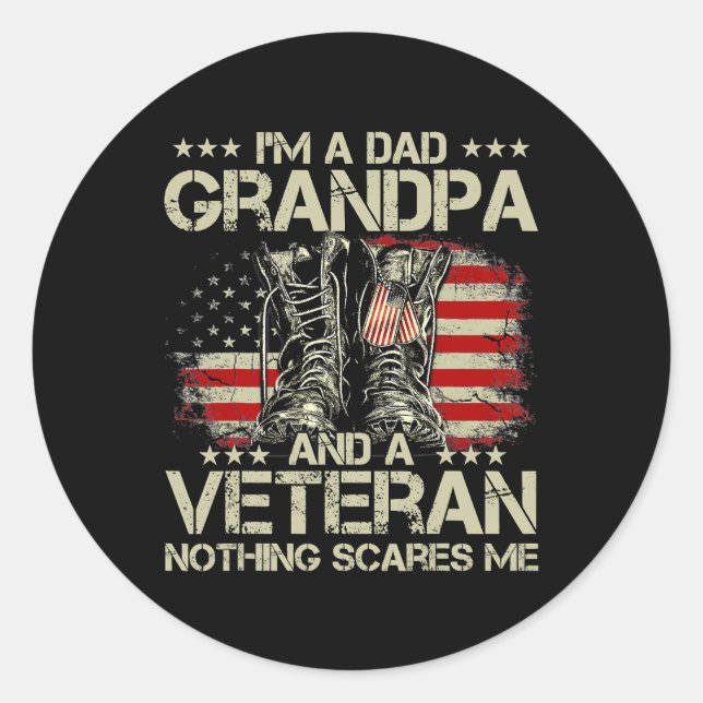 Im A Vater Opa Veteran Veteran Vathers Day Shirts  Runder Aufkleber (Vorderseite)