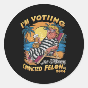Im Abstimmungsverhalten Felon Retro Sommer Funny T Runder Aufkleber