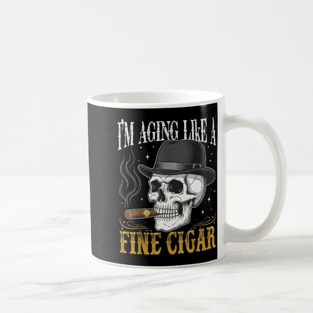 I'm Aging Like A Fine Cigar Funny Skull Dad Retro  Kaffeetasse (Rechts)