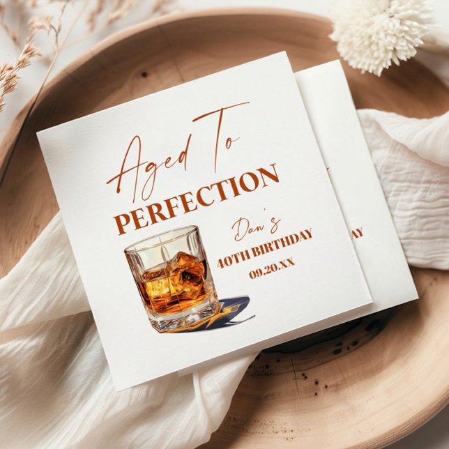 Im Alter Perfektion Whiskyglas Geburtstagsfeier Serviette (Von Creator hochgeladen)