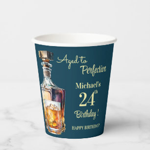 Im Alter zur Perfektion Männer 24. Whiskey-Geburts Pappbecher