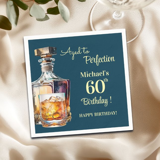 Im Alter zur Perfektion Männer 60. Whiskey Geburts Serviette (Von Creator hochgeladen)