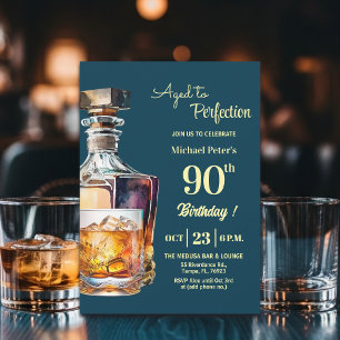 Im Alter zur Perfektion Männer 90. Whiskey Geburts Einladung