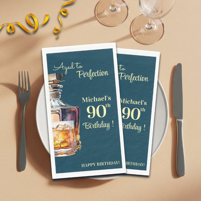 Im Alter zur Perfektion Männer 90. Whiskey Geburts Serviette (Von Creator hochgeladen)