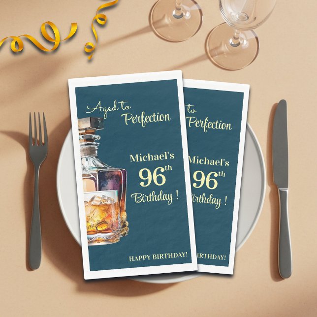 Im Alter zur Perfektion Männer 96. Whiskey-Geburts Serviette (Von Creator hochgeladen)