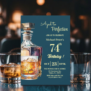 Im Alter zur Vollkommenheit Männer 74. Whiskey Geb Einladung