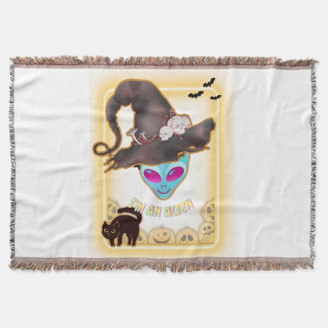 "I'M AN ALIEN" Halloween Throw Blanket Decke (Vorderseite)