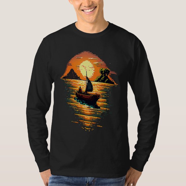 I'm an angler with a boat and go fishing pixel art T-Shirt (Vorderseite)