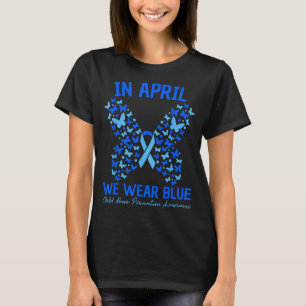 im April tragen wir blau Kinderschutz Schmetterlin T-Shirt