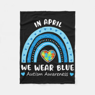 Im April tragen wir blau Regenbogen Autismus-Bewus Fleecedecke