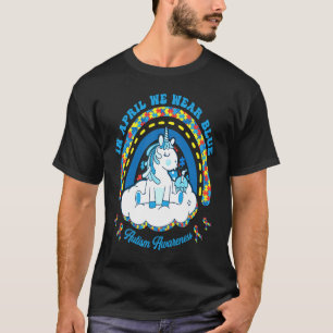 Im April tragen wir blaue Puzzleteile Einhorn Auti T-Shirt