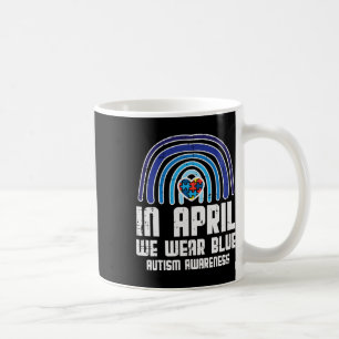 Im April tragen wir blauen Regenbogen Herz Autismu Kaffeetasse