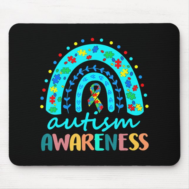 Im April tragen wir Blauer Autismus Rainbow Awaren Mousepad (Vorne)