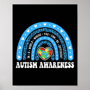 Im April tragen wir Blauer Regenbogen Autismus Bew Poster